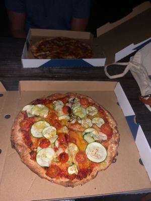 Vegan cheese margarita with added zucchini from Pizzeria. Amazing too!  at Marina Cafe in Whitsundays