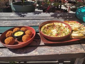 Bitterballen & Hummus with Naan  at Joop in Schoorl