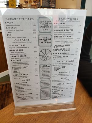 Menu at Door 34 in New Mills