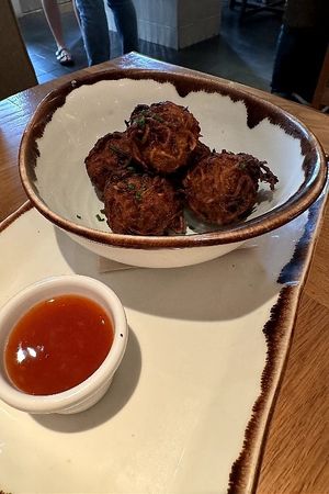 Vegan balls with sweet chili sauce at Margarito in Valencia
