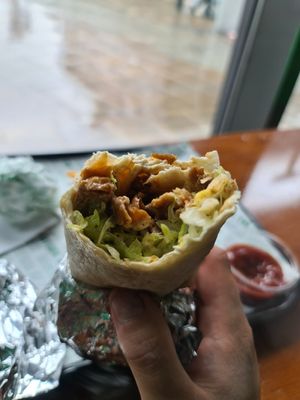 Value chicken wrap from the saver menu at Vegan Shack - Piccadilly Gardens in Manchester