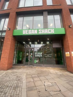 Vegan Shack Facade #Veganuary at Vegan Shack - Piccadilly Gardens in Manchester