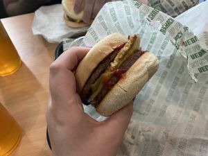 Muffin with extra sausage patty  at Vegan Shack - Piccadilly Gardens in Manchester
