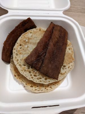 Pancakes with Bacon at Vegan Shack - Piccadilly Gardens in Manchester