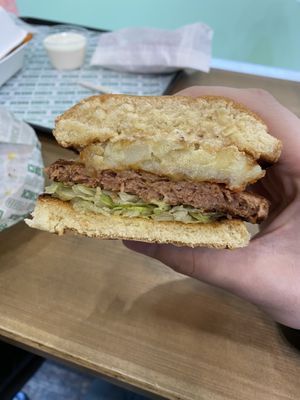 Big Mock Burger  at Vegan Shack - Piccadilly Gardens in Manchester