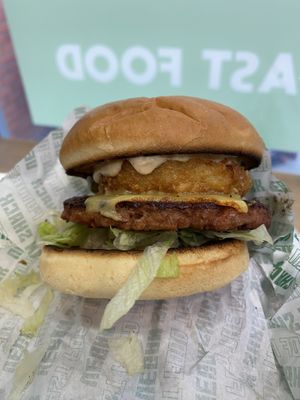 Big Mock Burger  at Vegan Shack - Piccadilly Gardens in Manchester