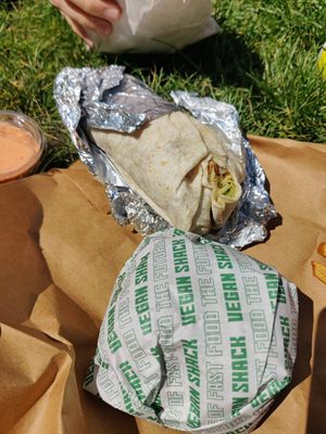 Chik'n wrap at Vegan Shack - Piccadilly Gardens in Manchester