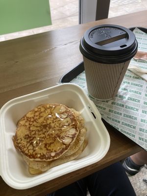 vegan pancakes with syrup   at Vegan Shack - Piccadilly Gardens in Manchester
