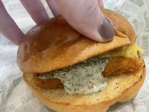 Fish faux fillet   at Vegan Shack - Piccadilly Gardens in Manchester