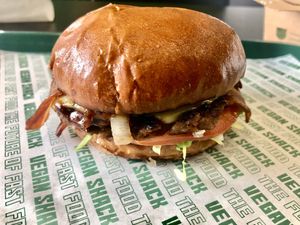 BBQ bacon burger   at Vegan Shack - Piccadilly Gardens in Manchester