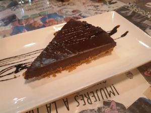 Cheese chocolate cake at La Pajareria in Madrid