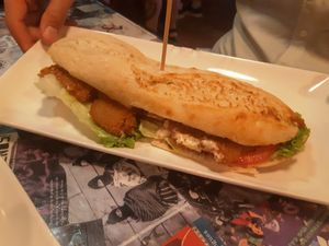No-chicken sandwich at La Pajareria in Madrid