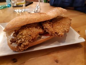 No Chickn sandwich at La Pajareria in Madrid