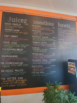 Juice menu at The Juice Jar in Erie