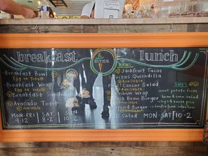 Menu with vegan options at The Juice Jar in Erie
