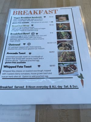 Menu with vegan options   at The Juice Jar in Erie