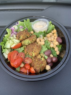 Greek falafel salad- pre-made all year  at The Juice Jar in Erie