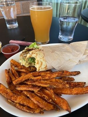 Bean & Seed Gyros & Sweet Potato Fries at McMenamins in Vancouver