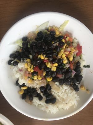 build your own bowl with lettuce base plus rice and beans at Condado Tacos in Indianapolis