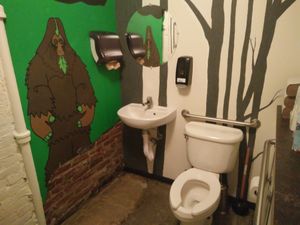 Portland's Sasquatch in the bathroom at Dick's Kitchen in Portland