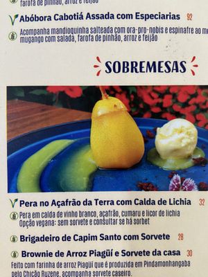 Tem até opção para a sobremesa vegana  at Dona Chica in Campos Do Jordao