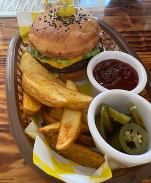 Mood mex burger w papas at Crush in Merida