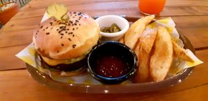 The bean burger at Crush in Merida