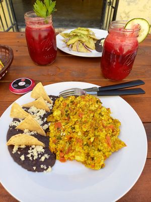 Eggs and chilaquiles for breakfast at Crush in Merida