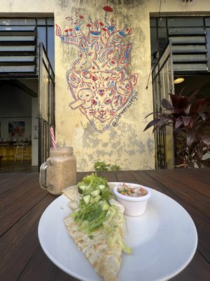 Tofu scramble quesadillas   at Crush in Merida