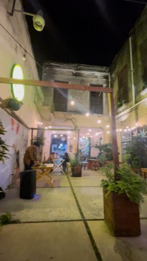 Live DJ in courtyard  at Crush in Merida