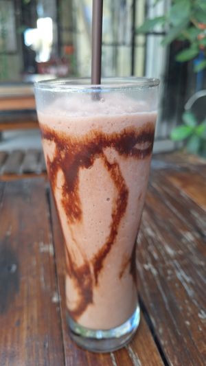 Chocolate smoothie with soy milk. at Crush in Merida
