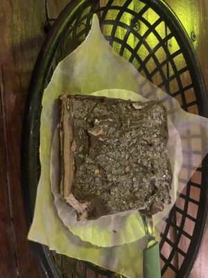 Peanut butter chocolate slice - 90 pesos (no dates, no coconut milk/oil)  at Crush in Merida