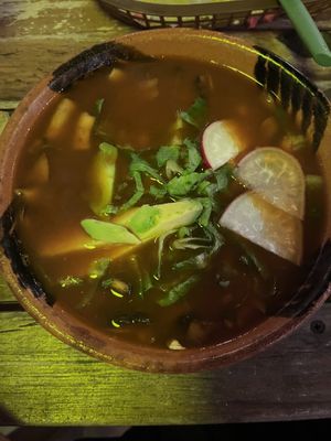 Pozole (delicious)  at Crush in Merida