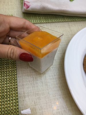 Chia mango pudding. Mango was too articulacy sweet. Chia was great at Wynn Hotel - The Buffet in Las Vegas