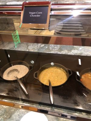 Vegan corn chowder at Wynn Hotel - The Buffet in Las Vegas