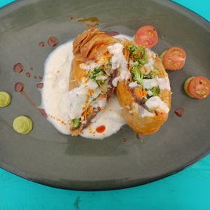 Chimichanga... quite possibly the best beach food we've eaten so far at Xhuba in Playa Zipolite
