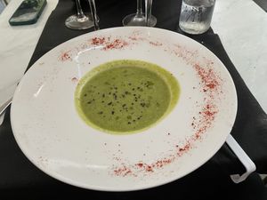 Cream of courgette soup  at La Terrazza in Valencia