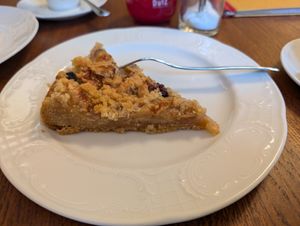 Vegan apple raisin walnut cake at Deicheck Café in Sankt Peter-ording