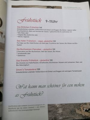 Frühstücksoptionen at Blumencafé Rügen in Wiek