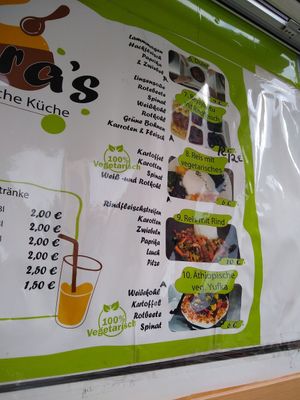 Three vegan dishes on the menu at Sara's Äthiopische Küche in Stuttgart