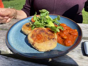 Potato cakes and salsaa  at The Hungry Gull in Isle Of Skye