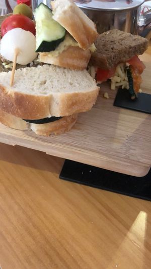 vegan sandwiches, hummus, veg and vegan cheese  at Sweets n Cones with Orlandi Gelato  in Los Alcazares