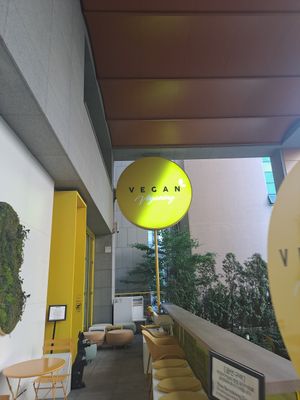 Some outdoor seating, too at Vegan Veganing in Seoul