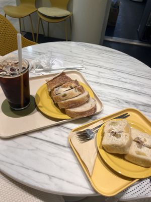 Olive bread and chestnut pastry!  at Vegan Veganing in Seoul