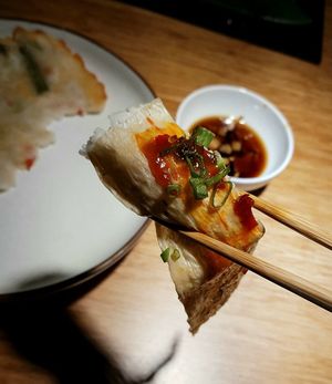 Rice-filled Soy Meat - close-up at North Korean Restaurant ChinChin 북녘식당친친 in Seoul