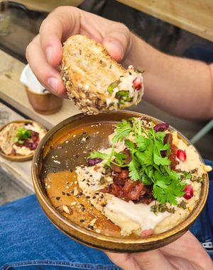 This aubergine dip is fabulous at Vegan Food Tour Utrecht in Utrecht
