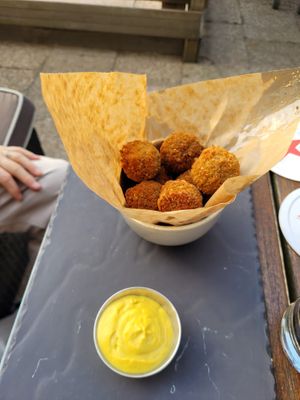 Bitterballen and mustard..”Vegan”!!  at Vegan Food Tour Utrecht in Utrecht