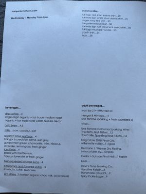 Drink menu   at Hangar B Eatery in Chatham