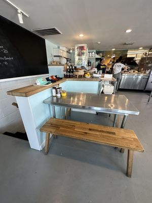 Shiny seating  at Hangar B Eatery in Chatham