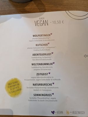 Menu at Hans im Glück in Passau